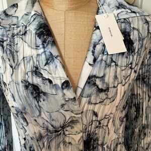 Vince Floral Blouse in Black and White